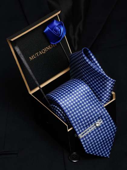 MUTAQINOTI Men Silk
                    Blend Necktie Accessory Gift Set