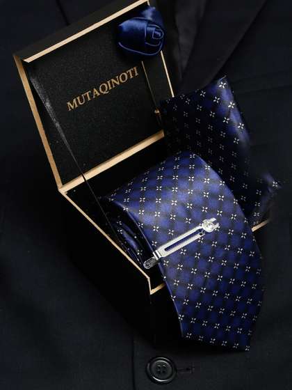 MUTAQINOTI Men Checked
                      Formal Accessory Gift Set