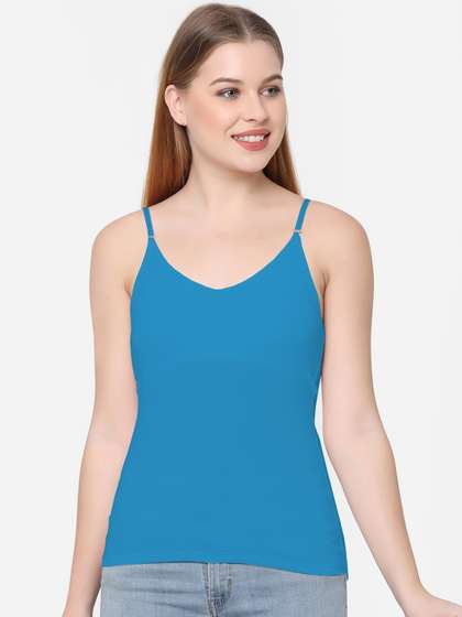 Soie Women Blue
                        Solid Cotton Camisole