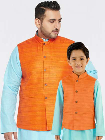 VASTRAMAY Men Woven-Design Nehru Jacket