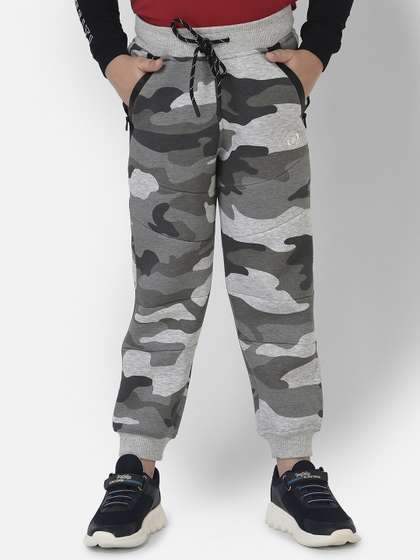 Crimsoune Club Boys Grey
                    Melange Camouflage Printed Urban Slim Fit Joggers
                    Trousers