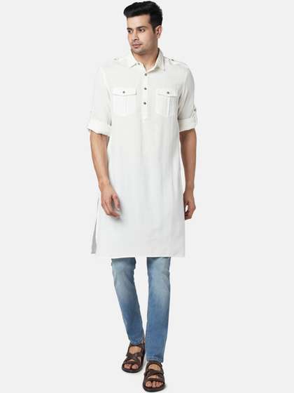 indus route by Pantaloons Men Pathani Solid Kurta