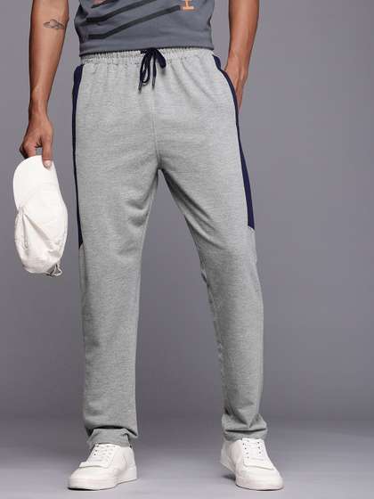 HRX by Hrithik Roshan HRX By Hrithik Roshan Men Striped Light Grey Heather Terry Track Pants
