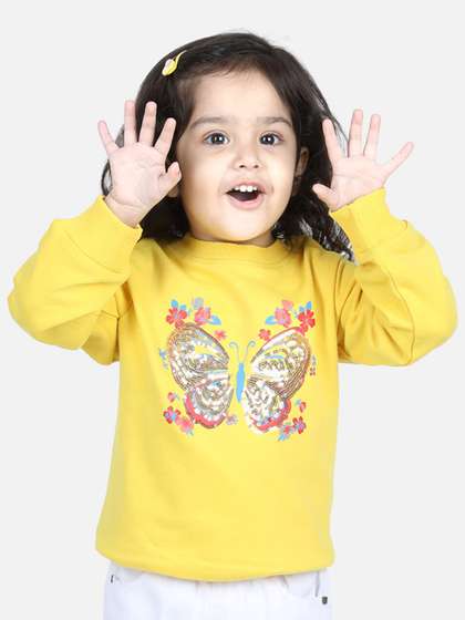 BownBee Girls Yellow
                    Embellished Sweatshirt