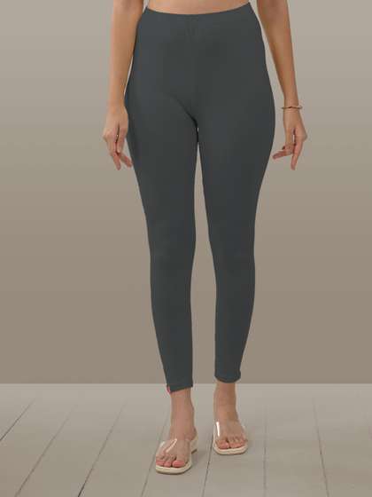 LYRA Women Grey
                        Solid Ankle Length Leggings