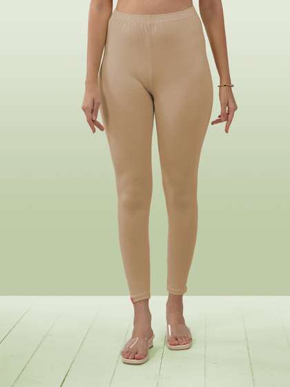 LYRA Women Tan Brown
                        Solid Ankle-Length Leggings