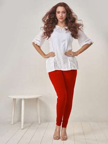 LYRA Women Red Solid
                        Churidar-Length Leggings