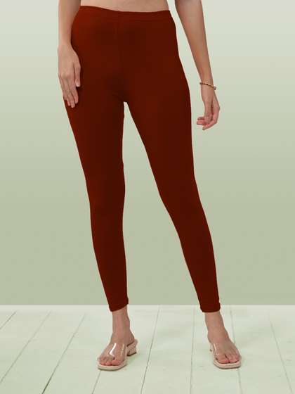 LYRA Women Rust Red
                        Solid Ankle-Length Leggings
