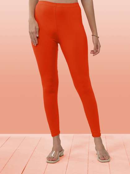 LYRA Women Orange
                          Solid Ankle-Length Leggings