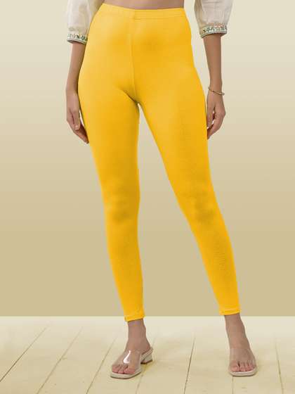 LYRA Women Yellow
                        Solid Ankle Length Leggings