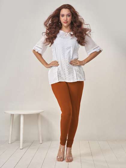 LYRA Women Rust
                        Solid Churidar Length Leggings
