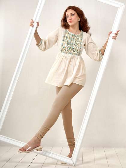 LYRA Women Nude
                        Solid Churidar Length Leggings