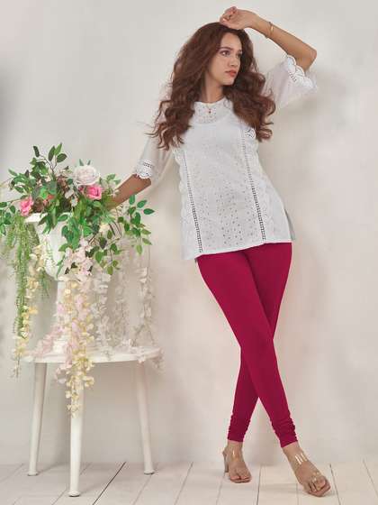 LYRA Women Pink
                          Solid Churidar Length Leggings