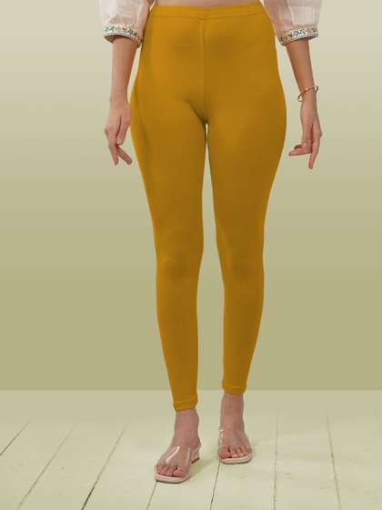 LYRA Women Mustard
                          Yellow Solid Ankle Length Leggings