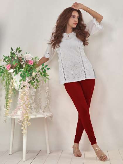 LYRA Women Red Solid
                        Churidar Length Leggings