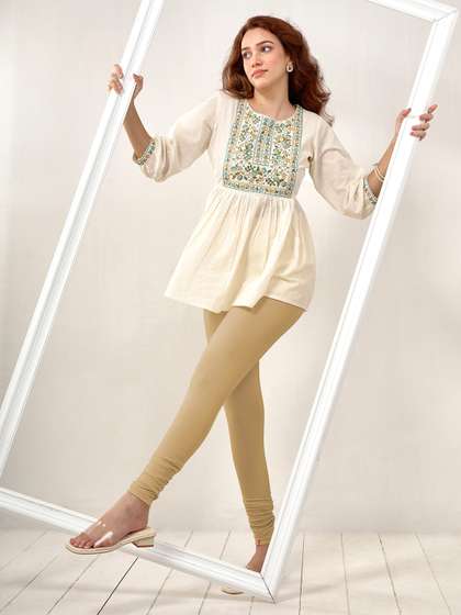 LYRA Women Brown
                          Solid Churidar Length Leggings