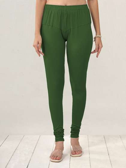 LYRA Women Green
                        Solid Churidar Length Leggings