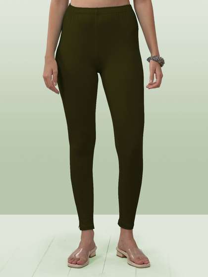 LYRA Women Olive
                        Green Solid Ankle Length Leggings
