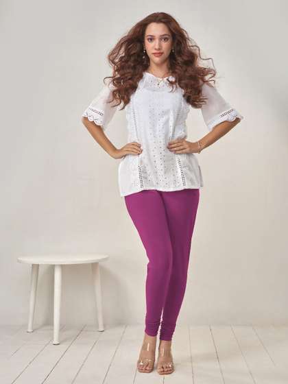 LYRA Women Magenta
                        Solid Churidar Length Leggings