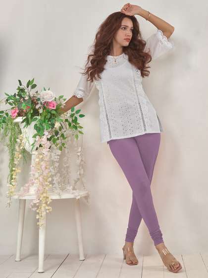 LYRA Women Mauve
                        Solid Churidar-Length Leggings