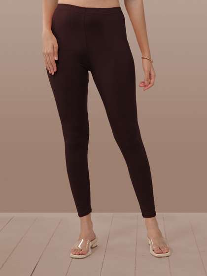 LYRA Women Brown
                        Solid Ankle-Length Leggings