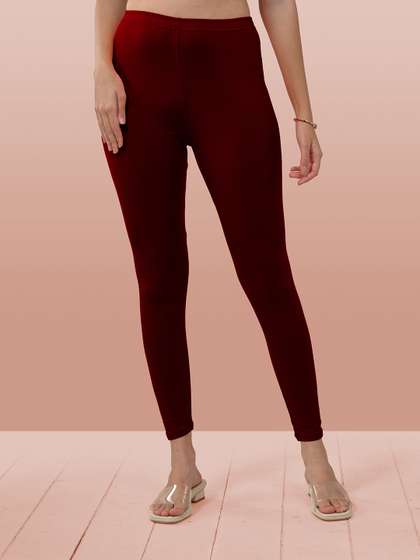 LYRA Women Maroon
                        Solid Ankle Length Leggings