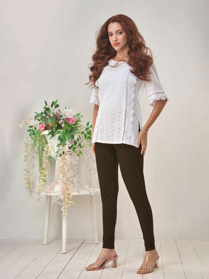 LYRA Women Brown
                        Solid Churidar-Length Leggings