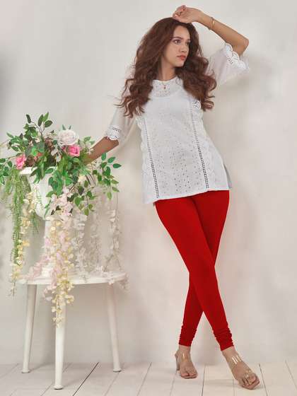 LYRA Women Red Solid
                        Churidar Length Leggings