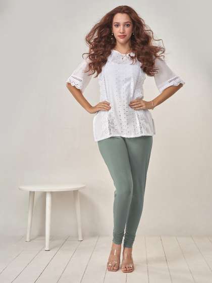 LYRA Women Grey
                        Solid Churidar Length Leggings