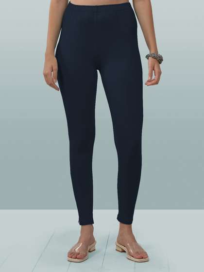 LYRA Women Navy Blue
                        Solid Ankle-Length Leggings