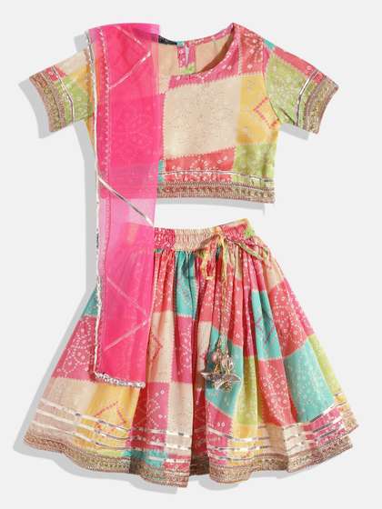 Readiprint Girls Pink
                    & Magenta Printed Ready to Wear Lehenga &
                    Blouse With Dupatta
