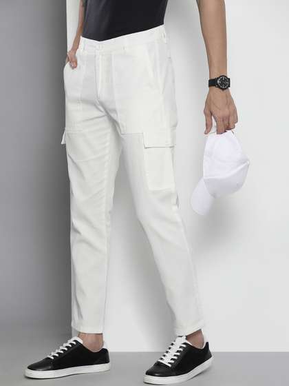 The Indian Garage Co
                        Men White Slim Fit Pure Cotton Cargos