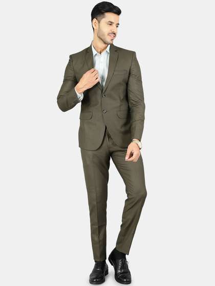Wintage Men Green
                        Solid Single-Breasted 3-Piece Suit