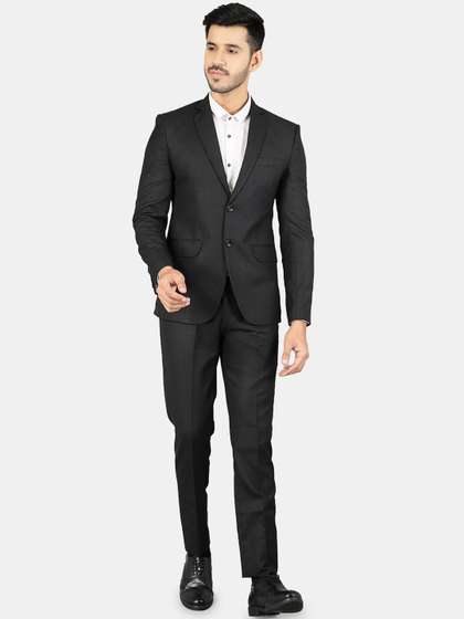 Wintage Men Black
                        Solid Single-Breasted Two-Piece Formal Suits