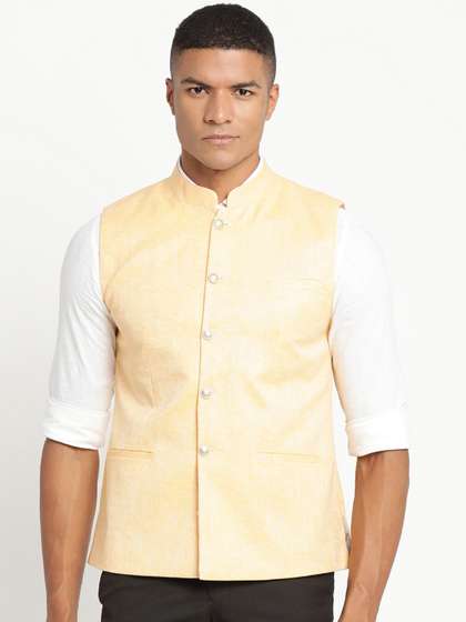 Turtle Men Solid Woven Nehru Jacket