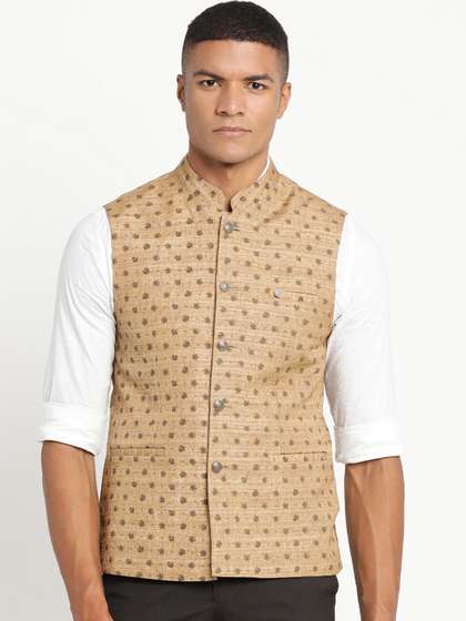 Turtle Men Cotton Floral Nehru Jacket