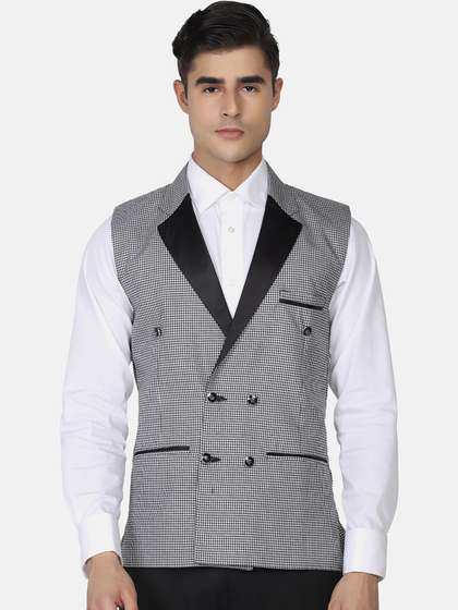 TAHVO Men Checked Woven Nehru Jacket