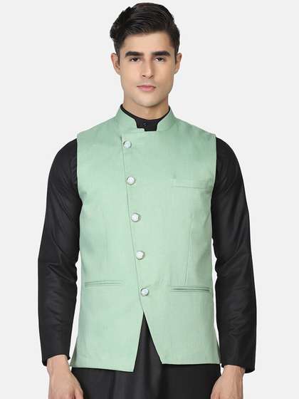TAHVO Men Solid Nehru Jacket