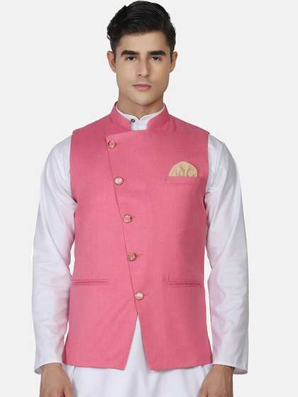 TAHVO Men Solid Nehru Jacket