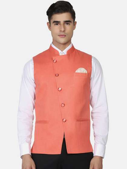 TAHVO Men Solid Nehru Jacket