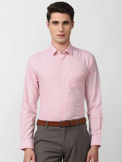 Peter England Men
                          Pink Slim Fit Checked Formal Shirt
