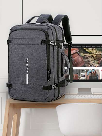 FUR JADEN Unisex
                        Grey & Black Solid Backpack - 38L
