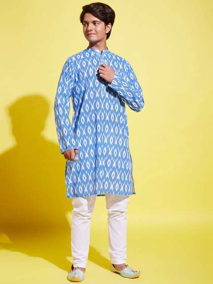 VASTRAMAY Boys Blue
                    Ethnic Motifs Printed Kurta with Churidar