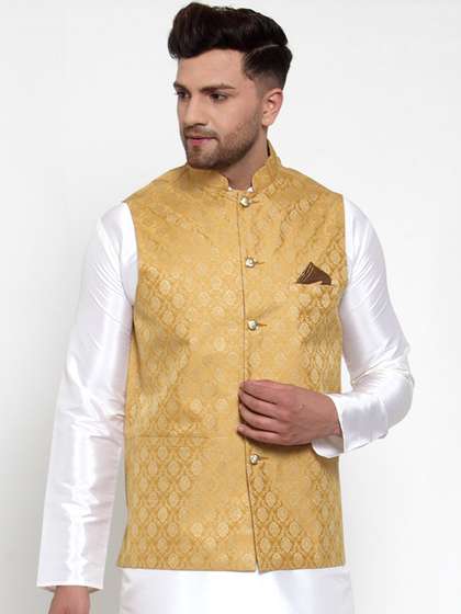 Jompers Men Woven-Design Nehru Jacket