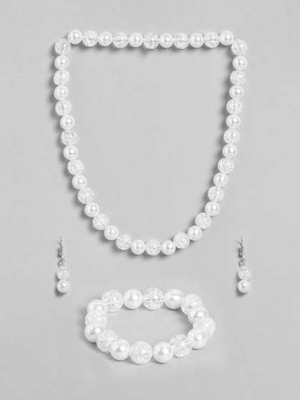 EL REGALO Girls White
                    Beaded Jewellery Set