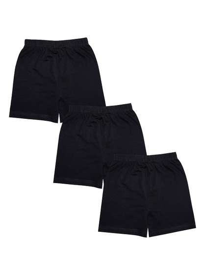 KiddoPanti Girls Black
                    Pack of 3 Black solid mid-rise cycling regular
                    shorts