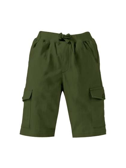 KiddoPanti Boys Olive
                      Green High-Rise Cotton Shorts