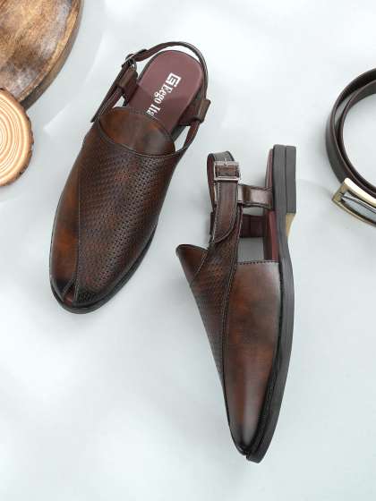 Eego Italy Men Brown Ethnic Comfort Buckle Sandals