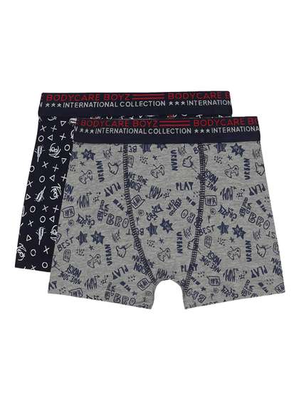 Bodycare Kids Boys Pack
                    Of 2 Black & Grey Cotton Trunks