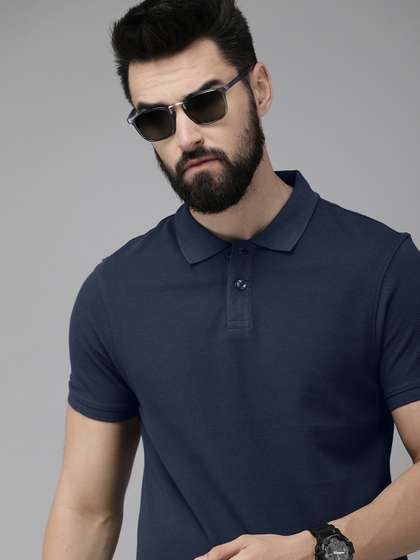 Roadster The Life Co. Men Pure Cotton Polo Collar T-shirt